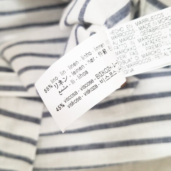 Zara Striped Linen Blend Knotted Twist Front Button Front Shirt Size S White - Picture 11 of 16